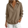 thumbnail image 2 of JOANKDMI Womens Collar Sweatshirt Button Down V Neck Pullover Tops Drop Shoulder Long Sleeve Loose Fit Fall Fashion Casual Lounge Wear Streetwear Outfits, 2 of 6