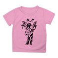 thumbnail image 3 of Lullu Girls Giraffe Graphic Tee Casual Short Sleeve Round Neck T-Shirt, Pink, Sizes 1-13, 3 of 3