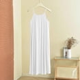 thumbnail image 5 of Women's Solid Color Crew Neck Spaghetti Strap Mini Nightgown, Loose Sleeveless Casual Home Sleep Slip Dress White XL(XL), 5 of 8