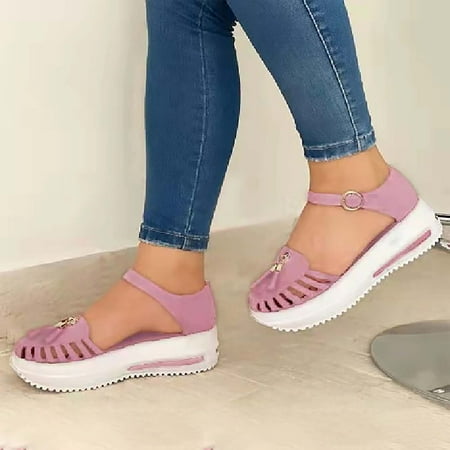 

Binmer Summer New Solid Color Ladies Sandals Hollow Large Size Female Sandals