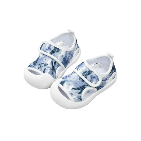 

Rotosw Unisex Casual Shoes Closed Toe Flat Sandals Beach Flats Lightweight First Walkers Summer Sandal Walking Mesh Blue 4C