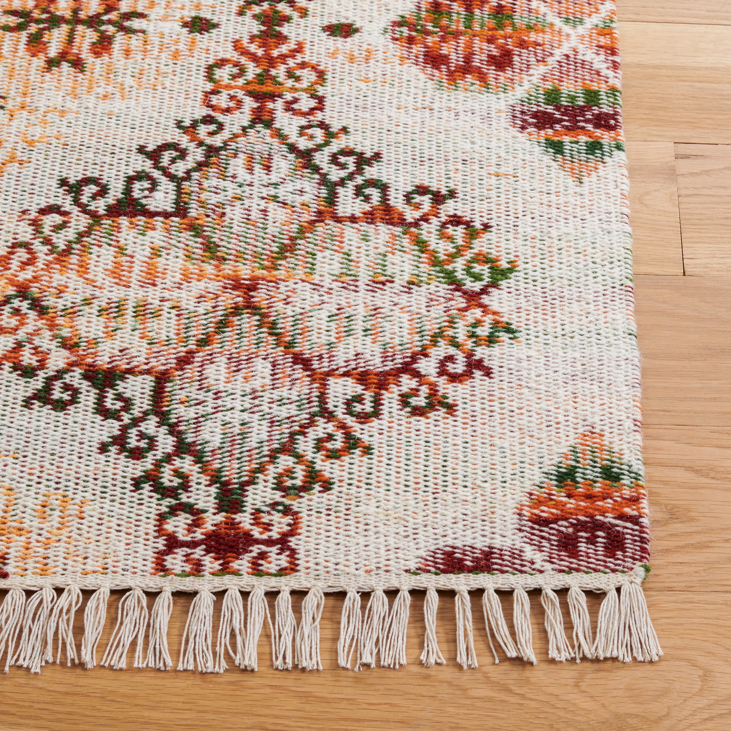 SAFAVIEH Kilim Heathe Tribal Wool Area Rug, Ivory/Gold, 5' x 8'