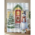 thumbnail image 4 of Christmas Snowman Shower Curtain Set, Waterproof Shower Curtains for Bathroom, Xmas Tree Winter Holiday Gifts Washable Fabric Cloth Bath Curtain for Bathtub Decoration with Hooks 48x72 Inches, 4 of 6