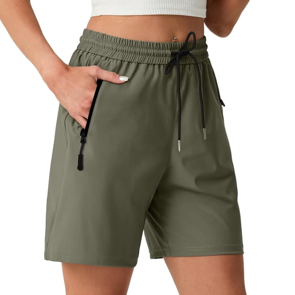 Women's Hiking Shorts Stretch Lightweight Quick Dry Athletic Comfy Summer Long Shorts with 2 Zipper Pockets, M