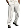 thumbnail image 1 of SHIXIAOO Mens Solid Color Business Casual Straight Three Button Suit Pants Pants, 1 of 8