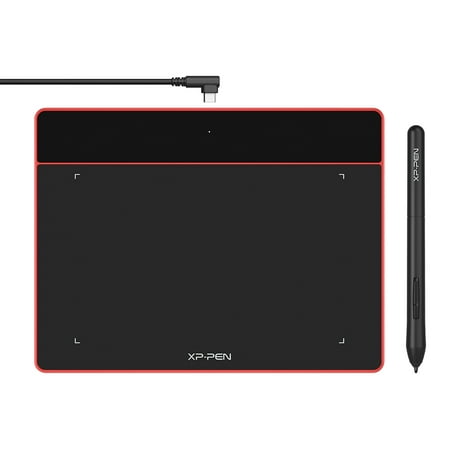 XP-PEN Deco Fun S Graphic Drawing Tablet 6x4 Inches Digital Sketch Pad OSU Tablet for Digital Drawing OSU Online Teaching-for Mac Windows Chrome Linux Android OS(Red)