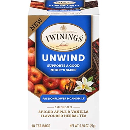 Twinings Of London Daily Wellness Tea  Unwind Sleep Supporting Passionflower & Camomile  Spiced Apple & Vanilla  Flavored Herbal Tea  18 Count (Pack Of 6)