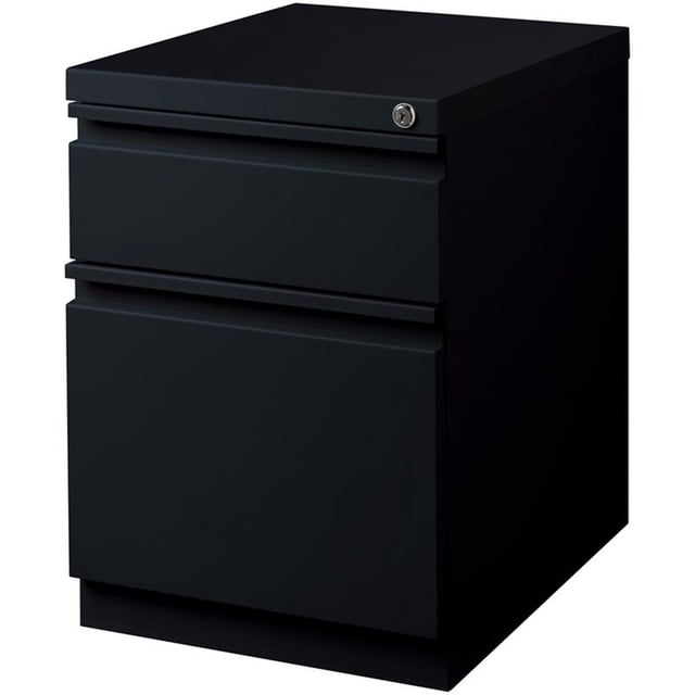Pemberly Row 20"D Mobile Pedestal Filing Cabinet 2-Drawer Box/File - Black