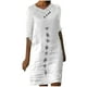 thumbnail image 2 of Puntoco Vestido De Manga Corta Con Cuello En V, Vestido Con Cremallera Y Cuello En V Con Botones Sueltos Estampados Informales De Manga Corta Para Mujer Blanco Xl, 2 of 6