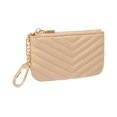 thumbnail image 2 of Daisy Rose Luxury Quilted Key Chain Pouch for Women | PU Vegan Leather Coin Purse with Clasp - Beige, 2 of 5