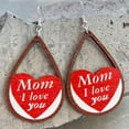 thumbnail image 6 of 2023 Cut Wood Print Love Mom Leopard Stripes Round Acrylic Mother's Day Earrings, 6 of 9
