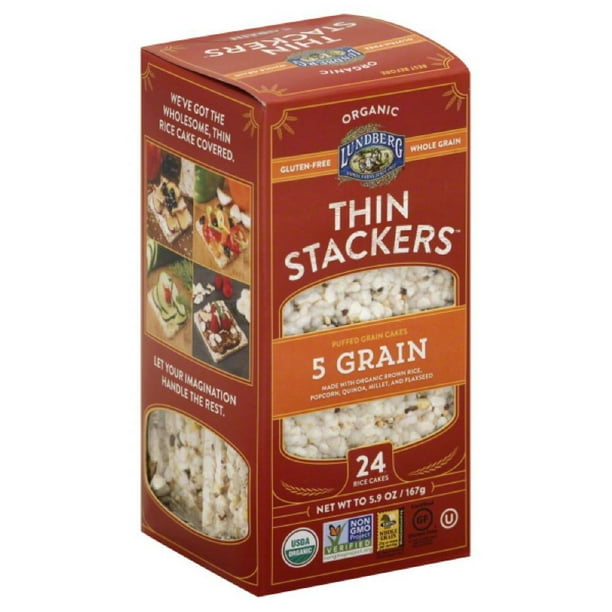 Lundberg 5 Grain Thin Stackers Rice Cakes, 5.9 Oz (Pack of