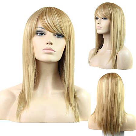 DENIYA Long Straight Blonde Wig With Bangs Cosplay Wigs ...