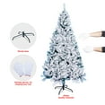 thumbnail image 4 of 5FT Flocked Christmas Tree Artificial Snow Covered 407 Tips Full Shape PVC Metal Stand Winter Wonderland Decor for Home Office, 4 of 9
