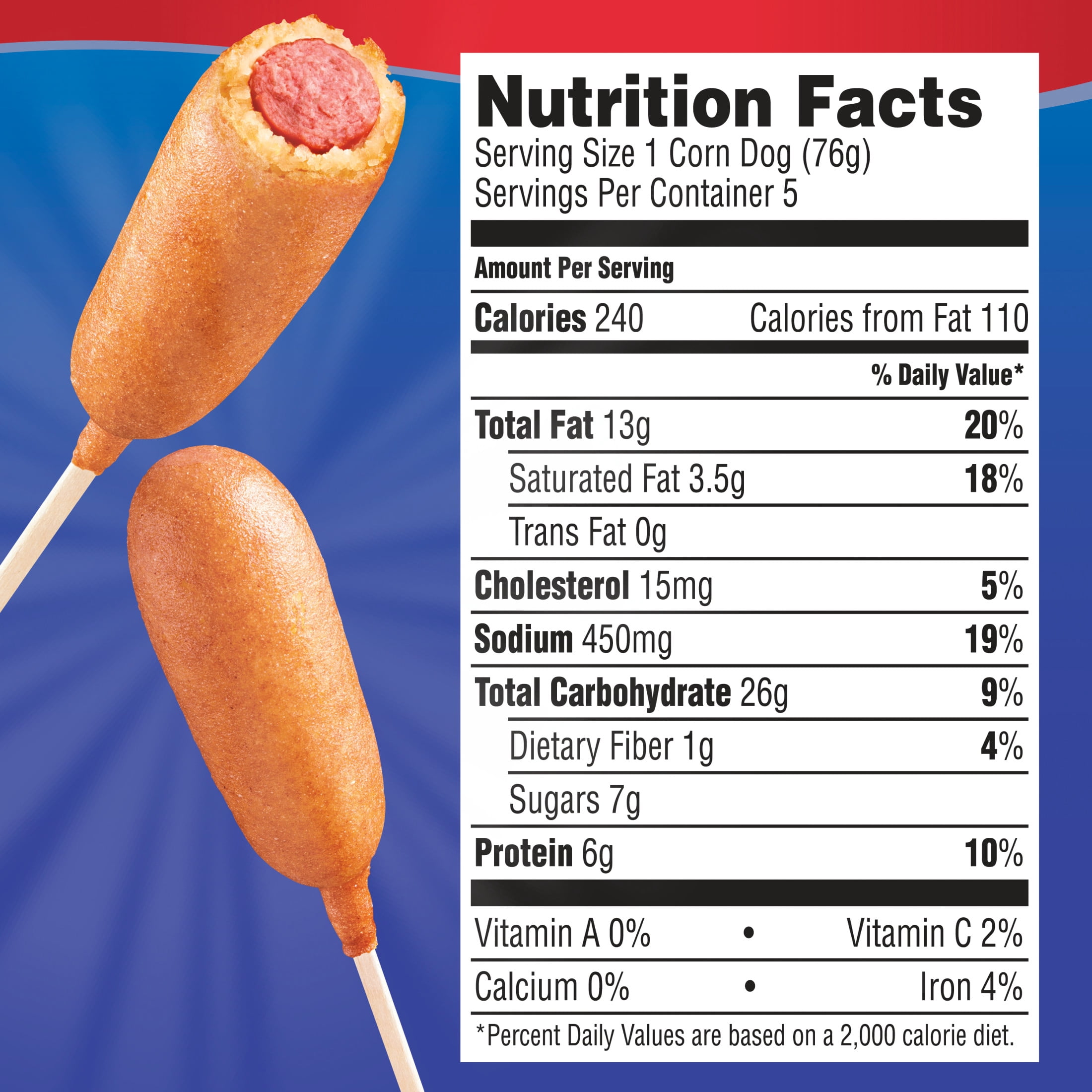 State Fair Beef Corn Dogs with Honey Sweetened Batter, 13.35 oz, 5 Count (Frozen)