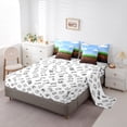 thumbnail image 5 of Homewish Pixel Geometric Modern Abstract Art Queen Comforter Sheet Set,Reversible Luxury Boys Bedding,7pcs, 5 of 8