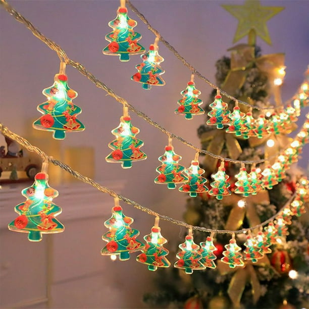 Adornos navideños, adornos navideños, regalos navideños, guirnalda de luces navideñas para interiores, Papá Noel, muñeco de nieve, árbol de Navidad, luz decorativa, farol, guirnalda de luces P VC
