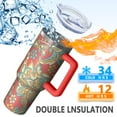 thumbnail image 2 of 40 oz Paisley Travel Mug Stainless Steel Vacuum Insulated Tumbler with Handle Flip Straw Lid Leak Proof Cup Gift for Him Her Travel Tumbler Must Have, 2 of 5