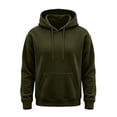 thumbnail image 4 of Men's Classic Solid Fleece Pullover Hoodie, Drawstring Hooded Sweatshirt with Kangaroo Pocket, for Fall Winter Daily Casual Wear Army Green L, 4 of 5