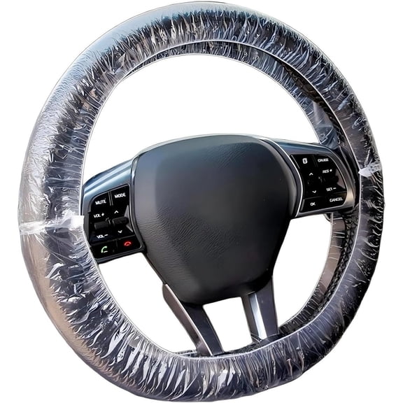 Disposable Steering Wheel Covers 100PCS PE Plastic Clear Protectors with Stretch Elastic for Scratch Prevention Universal Fit Car Interior Accessories