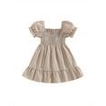thumbnail image 1 of Faithtur Robe d'Été Décontractée pour Tout-Petites Filles, Manches Courtes Bouffantes, Robe Trapèze à Carreaux pour Fête, Voyage, 1 of 9