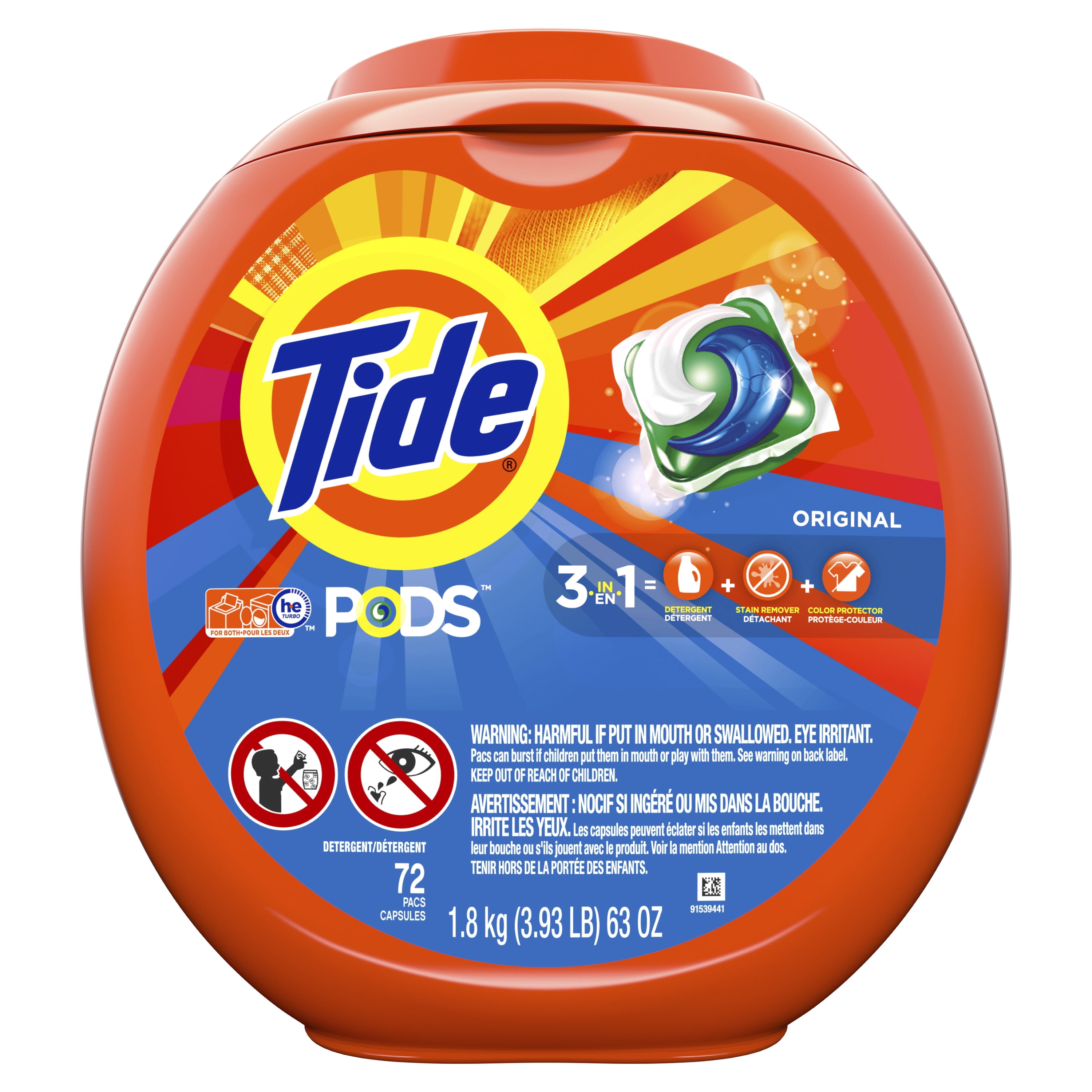 Tide PODS Liquid Laundry Detergent Pacs, Original, 72 count Walmart