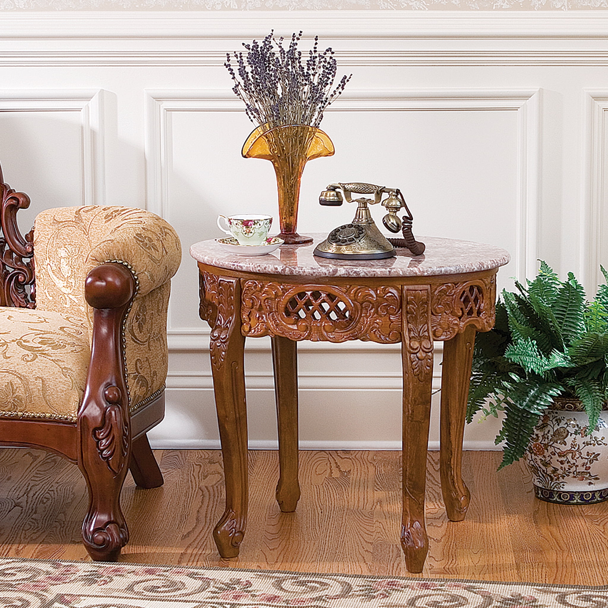 Design Toscano Chantret Marble Topped Side Table Walmart Com Walmart Com