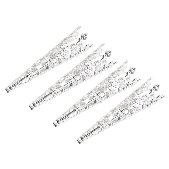 Ramillete Decorativo Soporte, Aleación Solapa Pasador Broche Florero 42mm para Boda Fiesta Paseo Bricolaje Encantos Plata Tono Paquete de 4