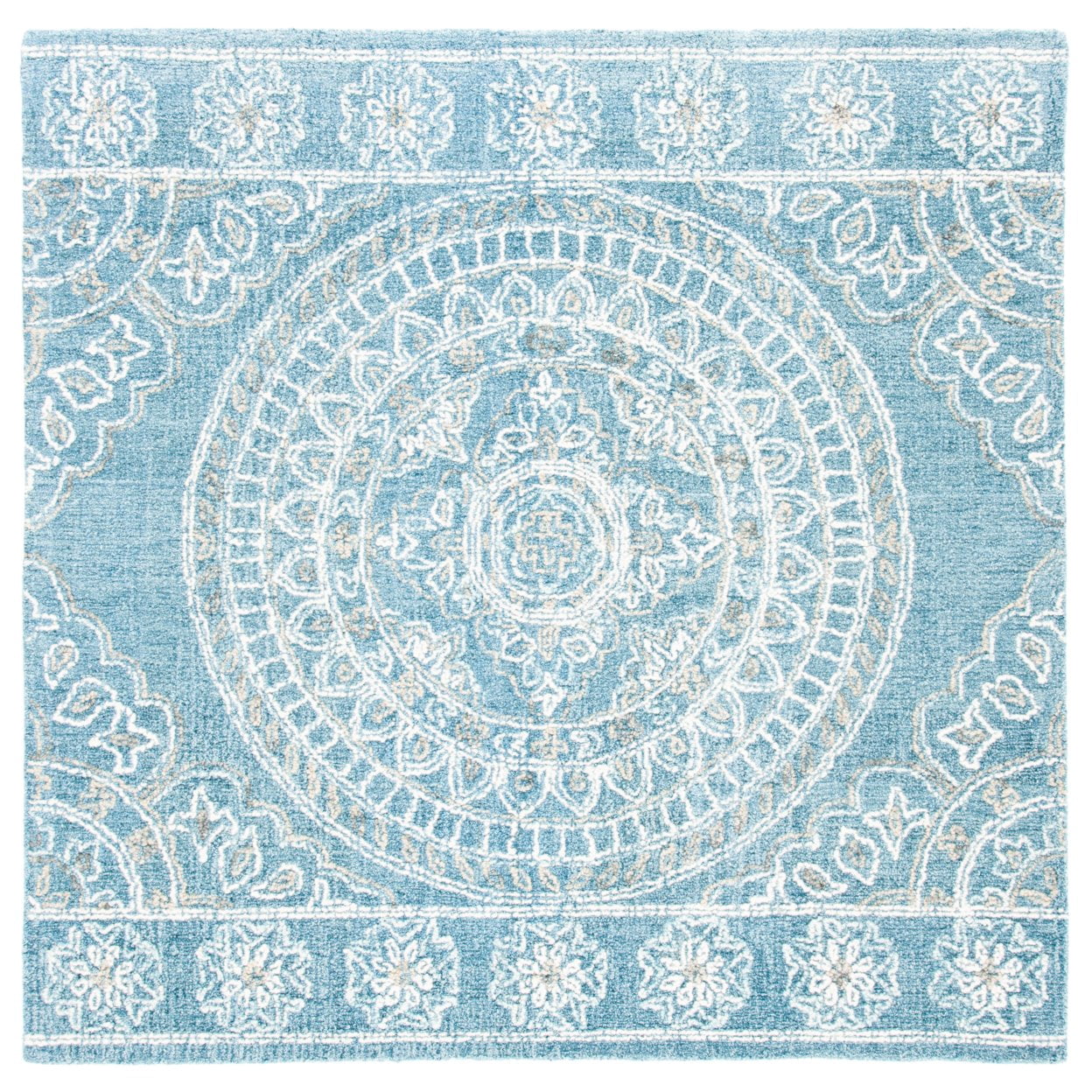 SAFAVIEH Blossom Bernadine Damask Area Rug, Blue/Ivory, 6' x 6' Round