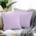 thumbnail image 2 of Purple Striped Outdoor Pillow Covers Set of 2 Simple Pink Stripes Modern Style Waterproof Throw Pillow Case Decorative Square Cushion Cover for Patio Couch Garden Balcony, 26"x26", 2 of 9