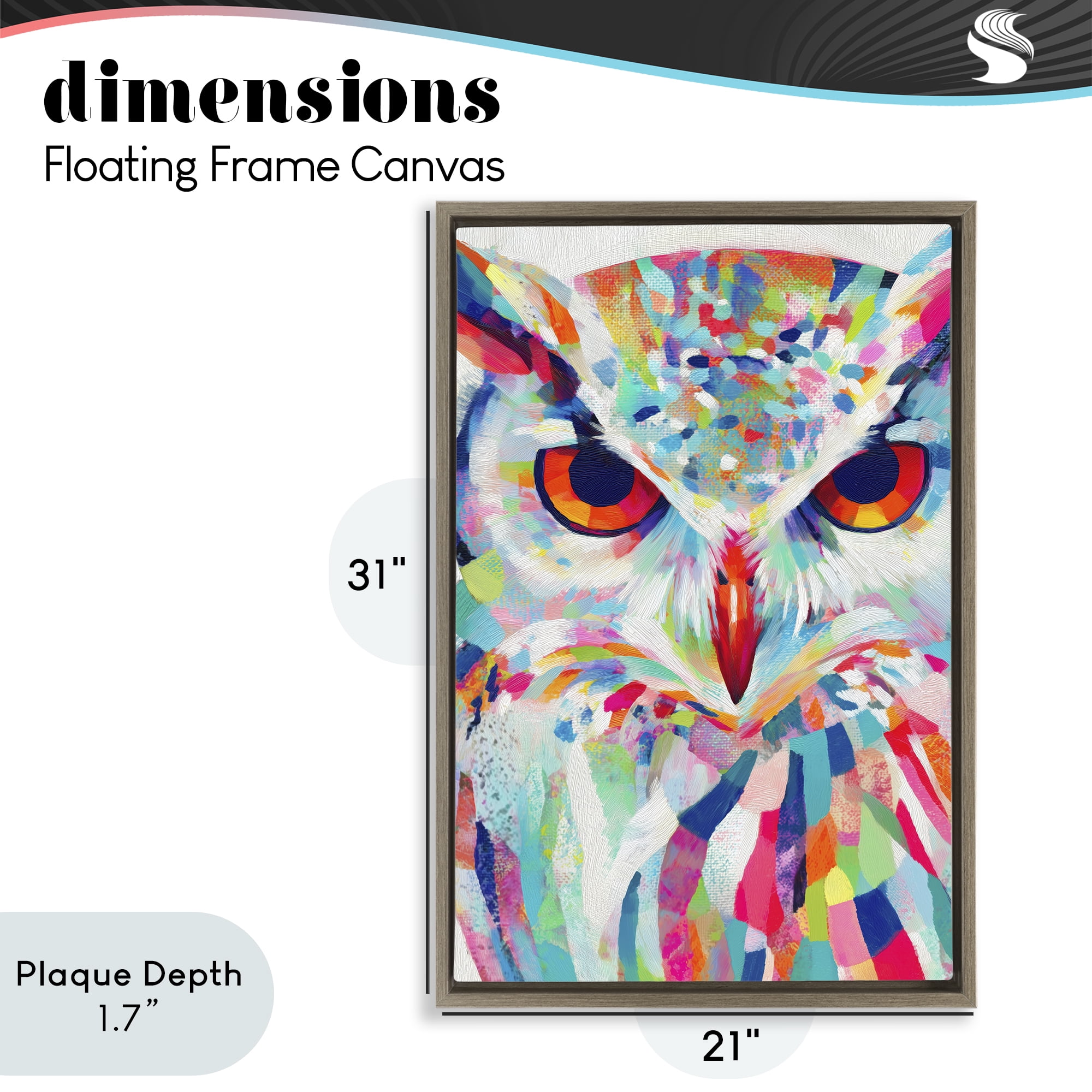 Stupell Industries Expressive Owl Gaze Brown Framed Floater Canvas Wall Art, design by Chromatic Storm Studio