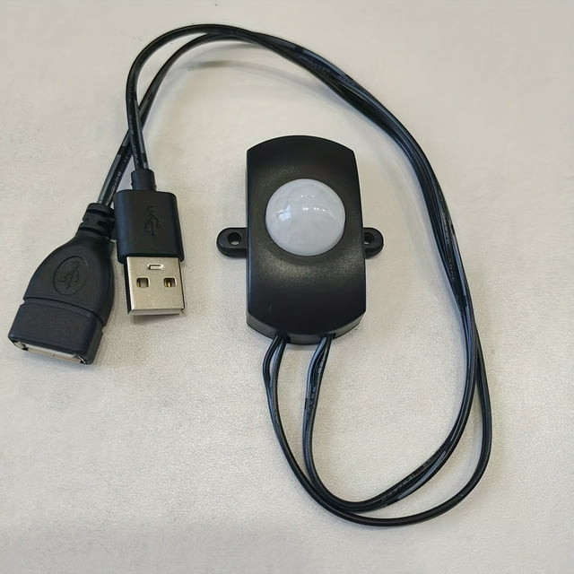 HLONK 1pc USB- Mini PIR Motion Sensor Switch Auto On/Off with Smart Timer Plug & Play Motion Detector for //Alarm USB- (Phone//Adapter) Low Voltage <36V Easy Install (No Wiring Chang