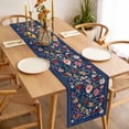 thumbnail image 3 of Navy Blue Flowers Table Runner 108 Inches Long Farmhouse Dress Scarves, Spring Vintage Floral Leaves Farmhouse Dining Tablerunner for Coffee Table/Kitchen Island/Party Décor, 13" x 108", 3 of 8
