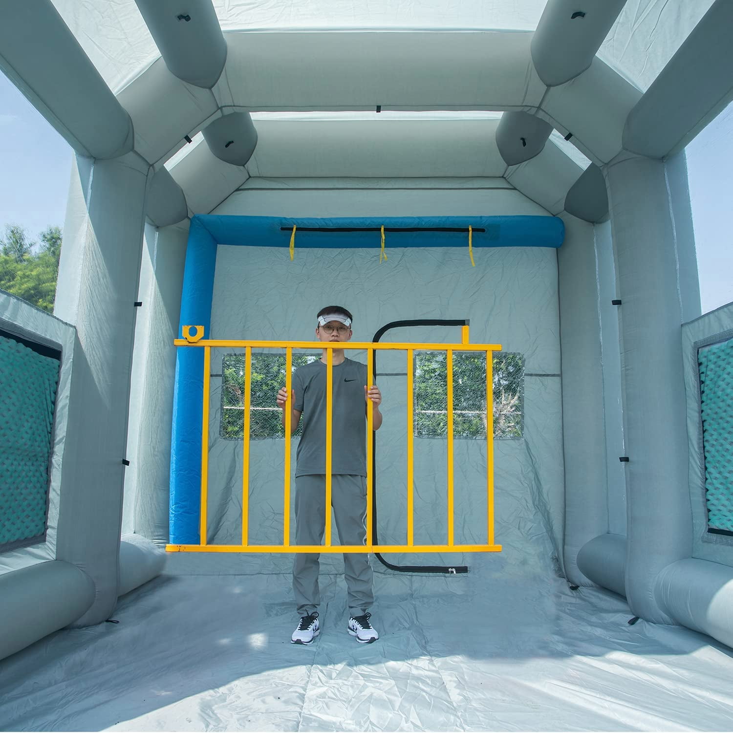 Sewinfla Indoor Inflatable Paint Booth with Air Draft Device 12.5x11.2x11.2Ft with Blowers