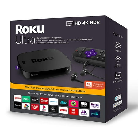 Restored Roku 4670RW Ultra Streaming Media Player 4K/HD/HDR 2019 with Premium JBL Headphones (Refurbished)