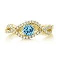 thumbnail image 2 of Gem Stone King 1.04 Ct Round Swiss Blue Topaz 18K Yellow Gold Plated Silver Infinity Ring (Size 8), 2 of 3