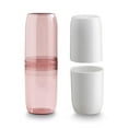 thumbnail image 1 of pitrice Toothbrush Case Portable Toothpaste Container Dust-Proof Sanitary Plastic Daily Use Simple Toothburshes Holder College Hiking four cups-pink, 1 of 9
