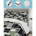 thumbnail image 4 of Quilts King Size, Sage Green Black Geometric Soft Comforter Bedding Set for Bed, Modern Abstract Art Block Lightweight Quilted Bedspread with Pillow Cover(2 Pieces) for All Season, 96x106 Inch, 4 of 6