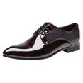 thumbnail image 2 of Santimon Men Oxford Dress Shoes Brogue Floral Patent Leather Casual Formal Business Derby Shoes Red 7 US, 2 of 8