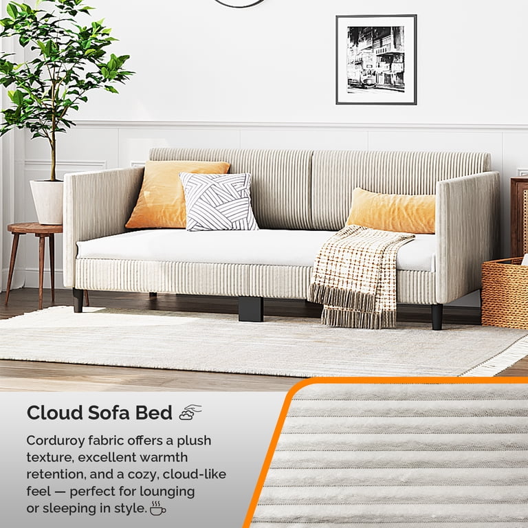 Zimtown Twin Size Daybed Frame, Upholstered Comfy Couch Sofa Bed