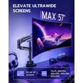 thumbnail image 6 of ARES WING CoreArm Single Monitor Arm for 24"-57" Ultrawide Screens, Heavy Duty Desk Mount Holds 66 lb, VESA 75x75 100x100 200x200, Black, 6 of 9