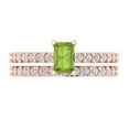 thumbnail image 2 of 1.16 ct Brilliant Emerald Cut Natural Peridot 14k Rose Gold Solitaire with Accents Engagement Bridal Wedding Ring Band Set size 9.75, 2 of 7