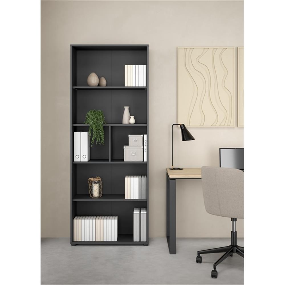 Tvilum Sign Adjustable 6 Shelf Bookcase, Open Storage Bookshelffor Adults, Matte Grey