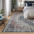 thumbnail image 2 of Bloom Rugs Washable Non-Slip 9x12 Rug - Terracotta / Teal Traditional Oriental Area Rug for Living Room, Bedroom, Dining Room, and Kitchen - Exact size: 9' x 12', 2 of 9