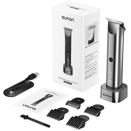 Eunon Hair Clipper for Men, Professional Cordless Clippers for Hair Cutting, IPX7 Waterproof Hair Trimmer Barber Kit, LED Display and USB Rechargeable Portable Home Haircut Machine (Plating)