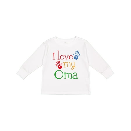 

Inktastic I Love My Oma Grandchild Gift Boys or Girls Long Sleeve Toddler T-Shirt