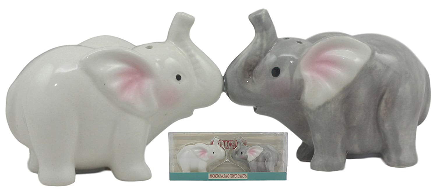 Cosmos Gifts 20976 Happy Elephant Salt and Pepper Shaker, White