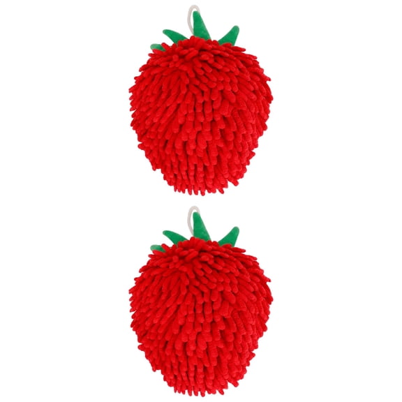 Unique Bargains Cute Cartoon Chenille Decorative Hand Towels for Bathroom Red 10" x 6"