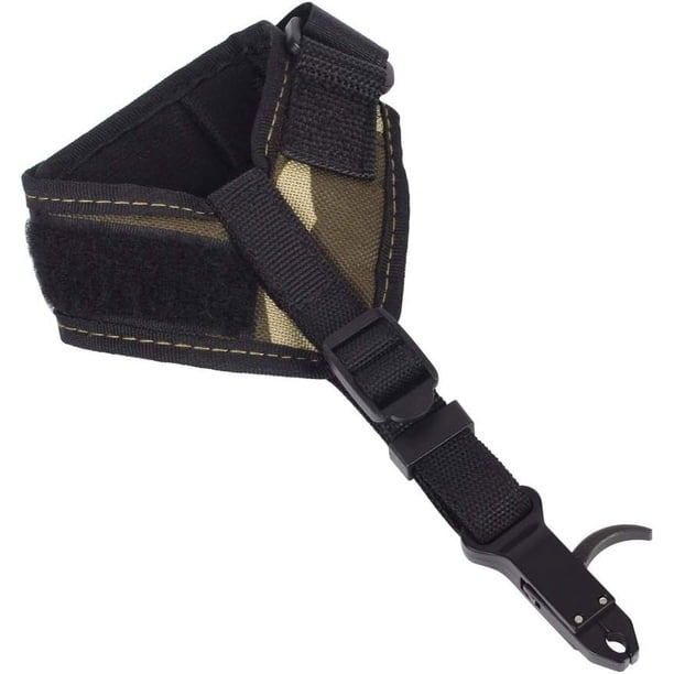Ayuda de liberación de arco compuesto de tiro con arco ajustable con diseño plegable-calibrador de gatillo de correa de muñeca negra para mano derecha izquierda