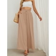 thumbnail image 6 of SHOWMALL Women's Pants Casual Elastic High Waisted Wide Leg Pants Peach Puff L Palazzo Pants with Pockets, 6 of 9
